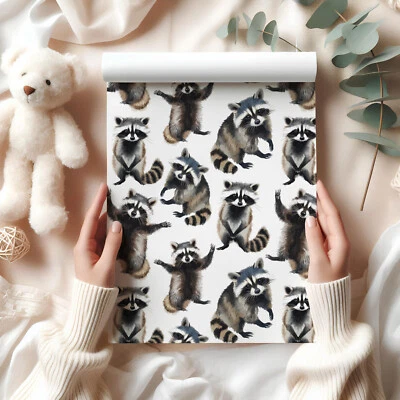 Raccoon Gift Wrap Sheet – Cute Woodland Animal Wrapping Paper for Birthdays W68 - Image 1 of 4