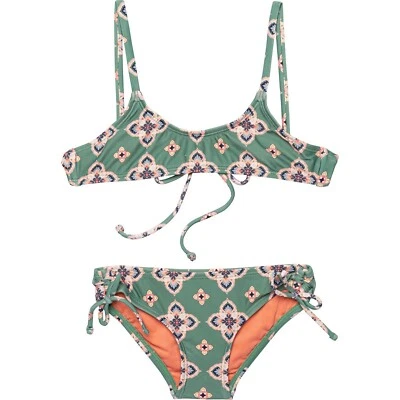 Conjunto de bralette de natación O'Neill de 2 piezas con estampado de azulejos verdes UPF 50+ niñas pequeñas talla 5 Foto 1 de 4