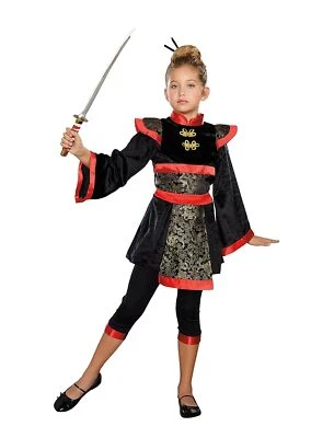 Ninja Star Asian Warrior Girl Martial Arts Fancy Dress Halloween Child Costume - Image 1 of 2