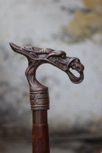 New Designer Dragon Head Handle Victorian Wooden Walking Stick Cane Mother Gift  - Picture 1 of 4