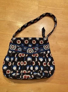 Bolso de mano Vera Bradley negro azul diseño floral pequeño - Usado en excelente estado - Imagen 1 de 7