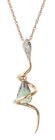 14K. SOLID GOLD SNAKE NECKLACE WITH DANGLING BRIOLETTE GREEN AMETHYST & DIAMOND