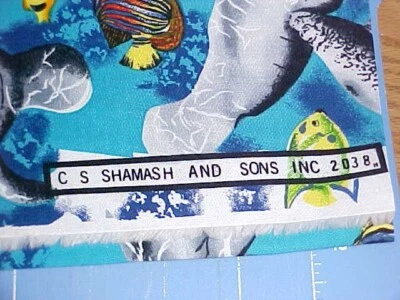 Fabric Cotton C S Shamash and Sons Inc. #2038 Manatee in the Ocean 25X40 Vintage - Image 1 of 4