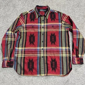 Polo Ralph Lauren Shirt Mens XL Red Aztec Serape Beacon Button Up Southwest Vtg - Picture 1 of 6