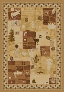 Milliken Beige Contemporary Trees Petals Area Rug Nature Print Deer Trail Maize - Picture 1 of 9