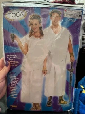 Disfraz de Toga Adulto Bata Blanca Poliéster Unisex Talla Grande Una Bata ¡Nuevo! Foto 1 de 2