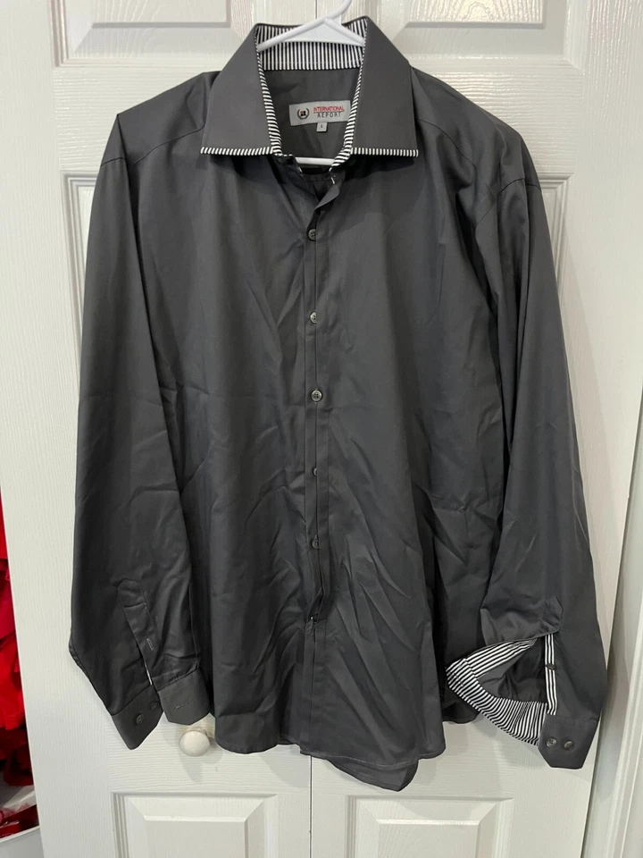 International Report Men's Gray Button Down Shirt Long Sleeve Size Large - Image 1 of 2
