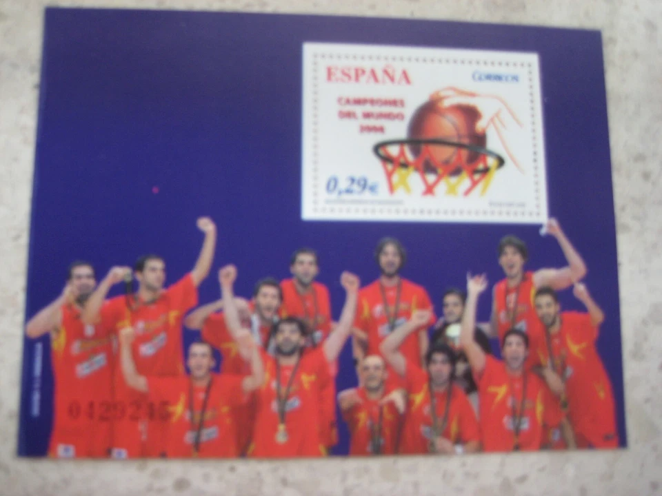 HOJA BLOQUE DE CORREOS SELLOS EDIC ESP COpA DEL MUNDO 04 BALONCESTO - Imagen 1 de 1