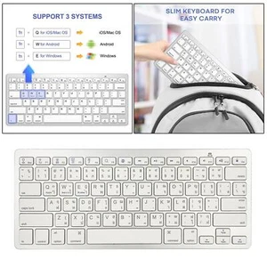 Silver Mini Thai 78 Keys Wireless Bluetooth Keyboard Universal - Picture 1 of 7