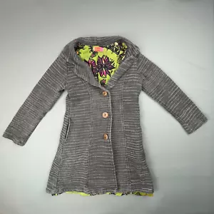Avatar Coat Womens Wooden Buttons Gray Tweed Pockets Lined Colorful - Picture 1 of 6
