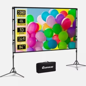 GAINVANE Black Indoor Tripod 84 Inch Portable Projection Screen With Stand - Picture 1 of 10