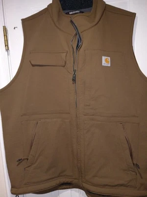 [Carhartt Men's Vest Super Dux Rain Defender Sherpa Lined Soft Shell Zip Up Sz L - Image 1 of 4