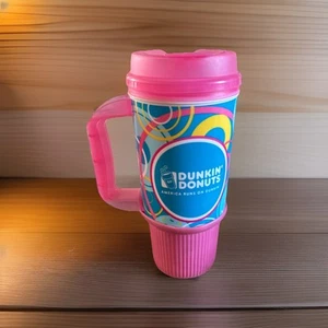 Dunkin Donuts Pink Travel Mug Coffee Tumbler 2015 Whirley Made in USA 20 Oz - Picture 1 of 6