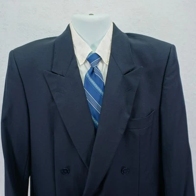 Boss Hugo Boss Fairbanks Blue Wool Peak Lapel Double Breasted Blazer 38S - Image 1 of 4