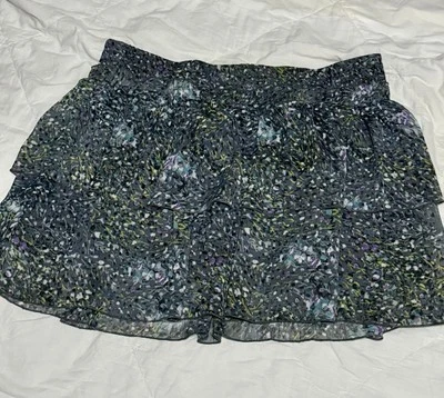 Falda abstracta escalonada Mudd años 90, blanca, verde, púrpura crea efecto moteado, Y2K Foto 1 de 4