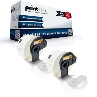PRINT-KLEX GMBH & CO. KG 2x Kompatible Etiketten Rollen für Brother PTouch-QL-500-BS Schwarz Pro