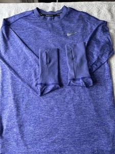 Nike Running Small Dri-Fit Purple/White L Sleeve Girls Shirt Poly-Spandex Jordan - Picture 1 of 7
