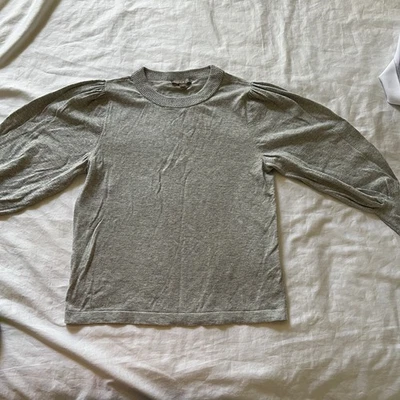 Lilla P Sweater Womens Small Gray Bishop Sleeve Crew Neck Pullover Cot/Linn/Poly - Image 1 of 4