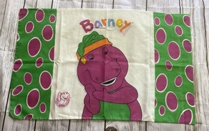 VTG 1992 BARNEY the Purple Dinosaur Graphic Pillowcase 18" x 30" Lyons Group 90s - Picture 1 of 5