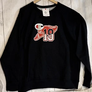Champion Sweatshirt XL schwarz noir Rundhalsausschnitt Fleece geflügelter Fuß Logo $ 50 UVP neu mit Etikett - Bild 1 von 6