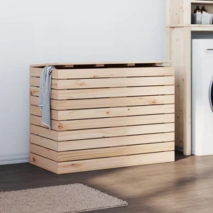 Laundry Basket Clothes Hamper Washing Bin with Lid Solid Wood Pine vidaXL - Picture 1 of 28