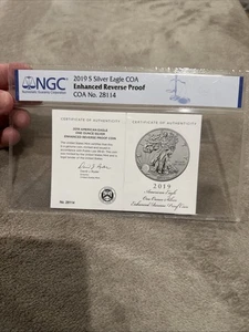 2019 S ENHANCED REVERSE PROOF SILVER EAGLE COA ONLY, Graded CERTICATE NGC 28114 - Picture 1 of 1