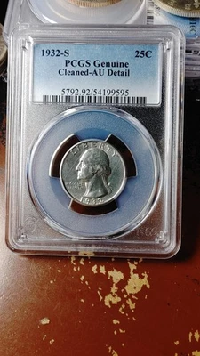 1932 S Washington Silver Quarter Dollar 25C PCGS AU Details Cleaned     5420 - Image 1 of 4