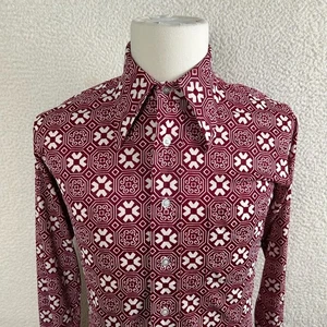 Camisa Career Club Para Hombres L De Colección Años 70 Cuello Daga EE. UU. Hippie Club Rockabilly - Imagen 1 de 9