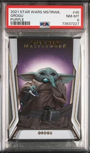 2021 Star Wars Masterwork #45 Grogu Purple PSA 8 NM-MT - Picture 1 of 4