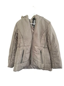 Intl Details grüner Parka Damen Jacke mit Kunstfellkapuze und durchgehendem Reißverschluss Größe L - Bild 1 von 10