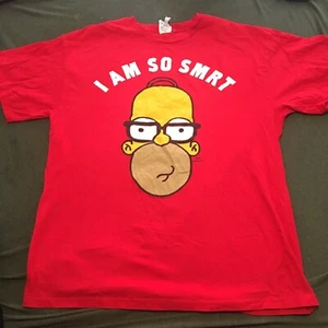  Homer Simpson Glasses Red Shirt Mens Size L Bart Groening 2010 Fox Nerd College - Picture 1 of 4