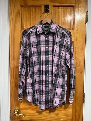 Men’s Etro Milano Maximalist Purple Plaid Paisley Button Down Dress Shirt - Image 1 of 4