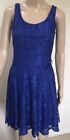 Boohoo Dress Size 6-8 Blue Lace Stretch Fit & Flare Sleeveless Ladies Girls