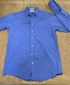 Burberry’s of London made in USA size 16-34 blue cotton button-up men’s shirt - Picture 1 of 8