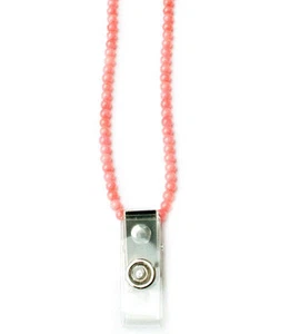 Pink coral id badge necklace lanyard w clip BDG360001 - Picture 1 of 1