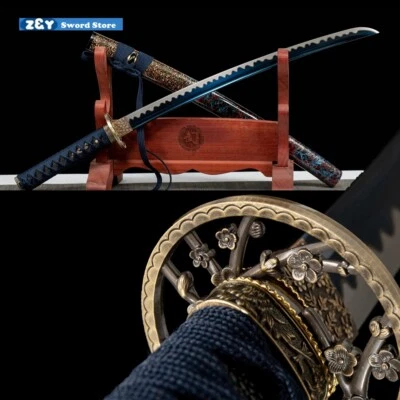 Excelente Espada Ninja Katana Japón Wakizashi Hoja Azul Acero Manganeso -Q8107 Foto 1 de 4