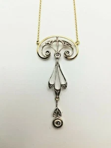 Collana Collier Antico con Ciondolo In Oro Vintage Anni '40 Pendentif Diamanti - Imagen 1 de 11