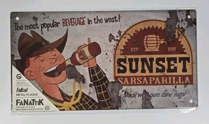 Fallout Metal Tin Sign Sunset Saloon Sarsaparilla Official Collectible Display - Picture 1 of 3