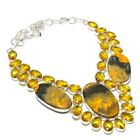 Bumblebee Jasper, Citrine Gemstone 925 Sterling Silver Jewelry Necklace 18" I708