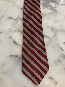 Bert Pulitzer Vintage 100% Silk Striped Red Gray Woven Tie 3” Width - Picture 1 of 4