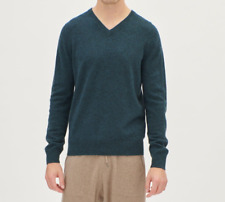 NEIMAN MARCUS Oil Blue Green Men's Cashmere V-Neck Long Sleeve Sweater XL HNG