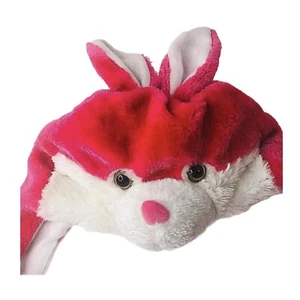 Bunny Rabbit Hat Beanie Winter Kid Tween Animal Fluffy Hot Pink Bunny Warm Cap - Picture 1 of 10