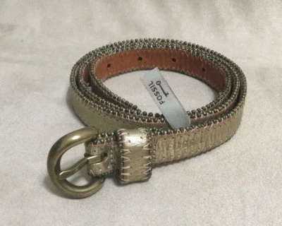 Cinturón de cuero Fossil dorado brillante talla pequeña BT3993715 195073 0512 Foto 1 de 4