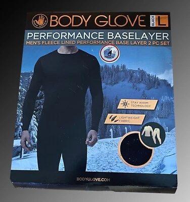 Body Glove Thermal Fleece Top Bottom Long Johns 2 PC Set Black Men S,M,L,XL,XXL. - Image 1 of 4
