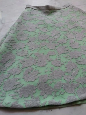 Catherine Malandrino Designer Skirt ALINE Mint Green NEOPRENE Size 4 GREY FLORAL - Image 1 of 4