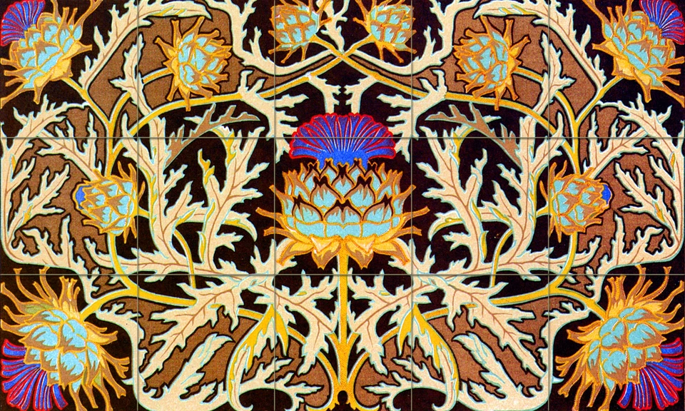 Colorful Ceramic Mural Backsplash Art Nouveau Tile #500 - Image 1 of 1