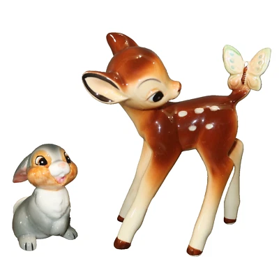 Винтажный набор из 2 фигурок кролика Disney Japan Bambi with Butterfly & Thumper - Изображение 1 из 4