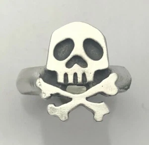 MJG STERLING SILVER SPACE CAPTAIN HARLOCK SKULL & BONES RING...ALL SIZES - Picture 1 of 7