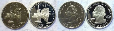 2001-S New York Statehood Quarter Silver & Clad Proofs 2 Coin Set - Image 1 of 3