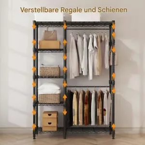 Metall Kleiderschrank Offen Kleiderständer mit 2-Kleiderstangen Garderobe Stabil - Bild 1 von 8